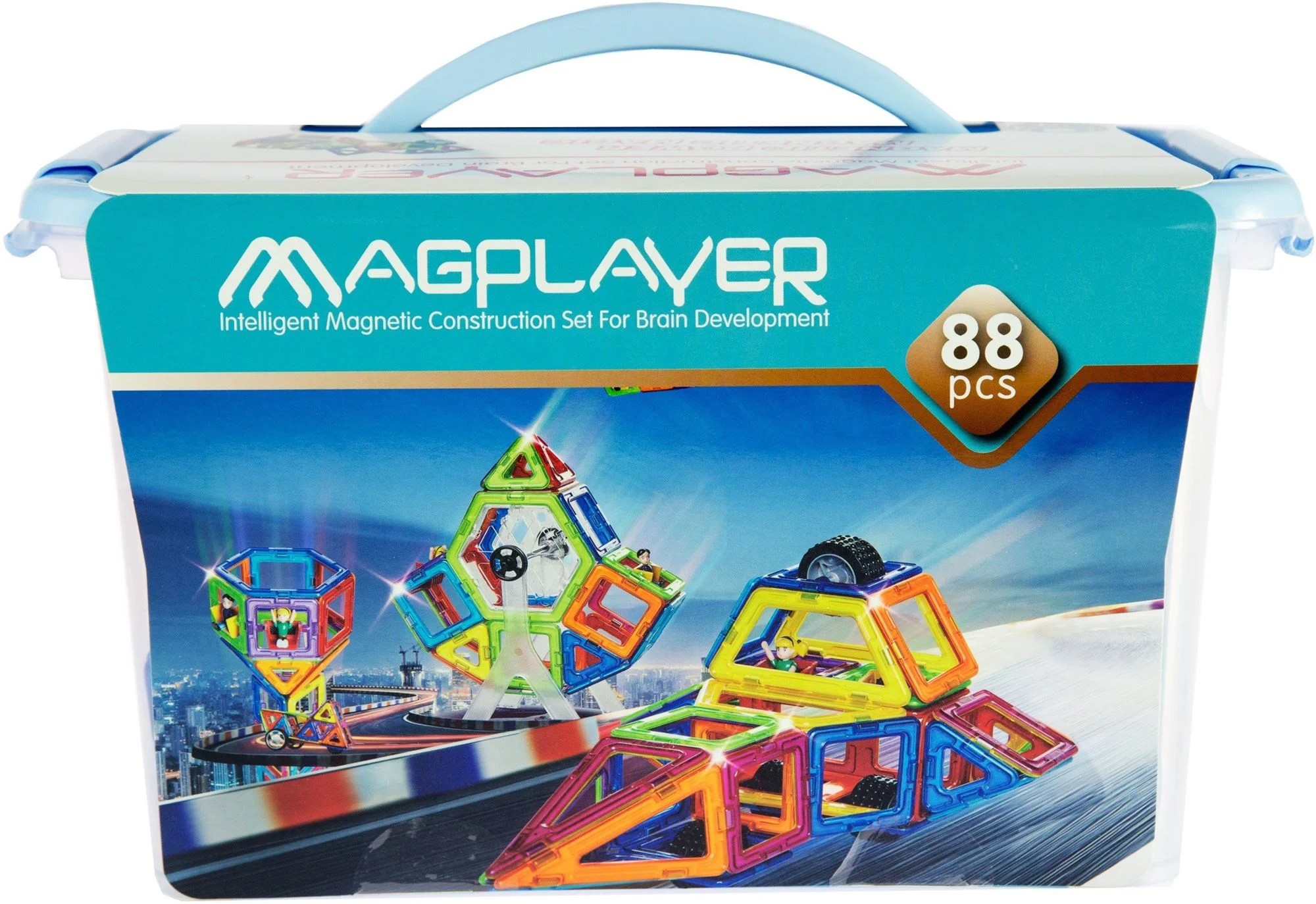 Set de constructie magnetic Magplayer in cutie, 88 piese