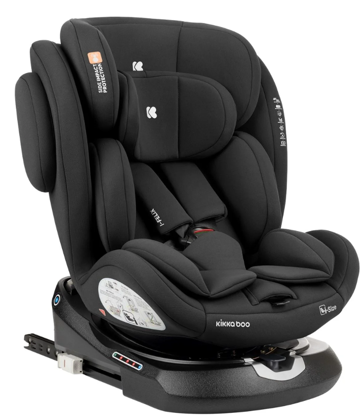 Вращающееся автокресло с изофиксом KikkaBoo i-Felix Black, 40-150 см