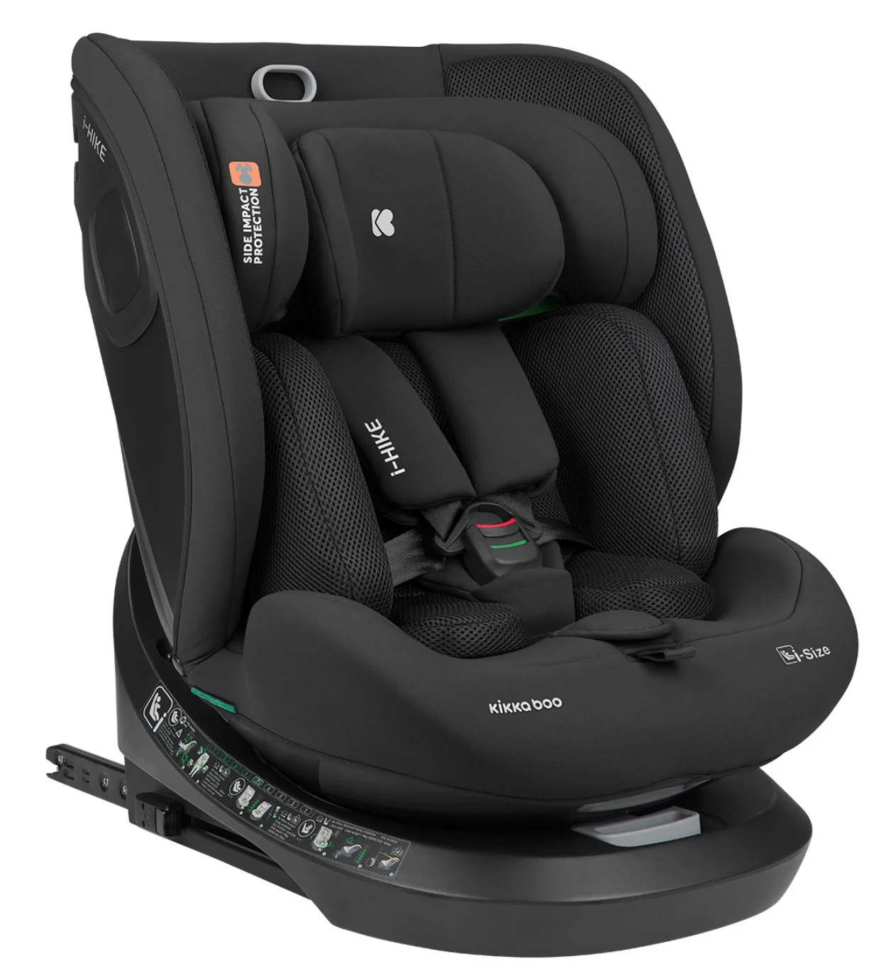 Scaun auto rotativ cu isofix KikkaBoo i-Hike Black, 40-150 cm
