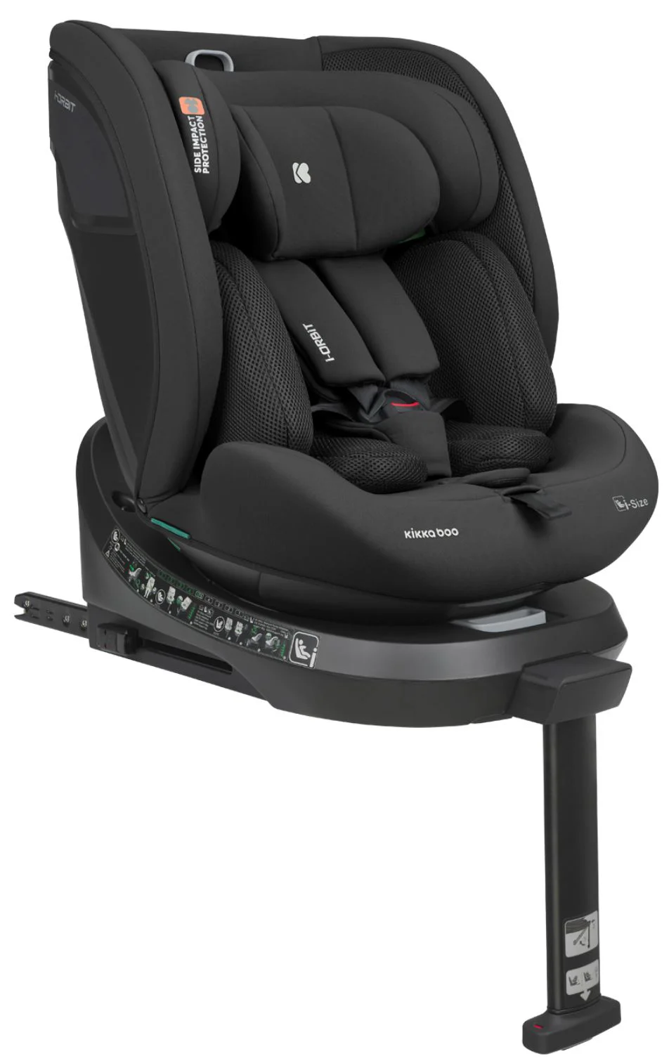 Scaun auto rotativ cu isofix KikkaBoo i-Orbit Black, 40-150 cm