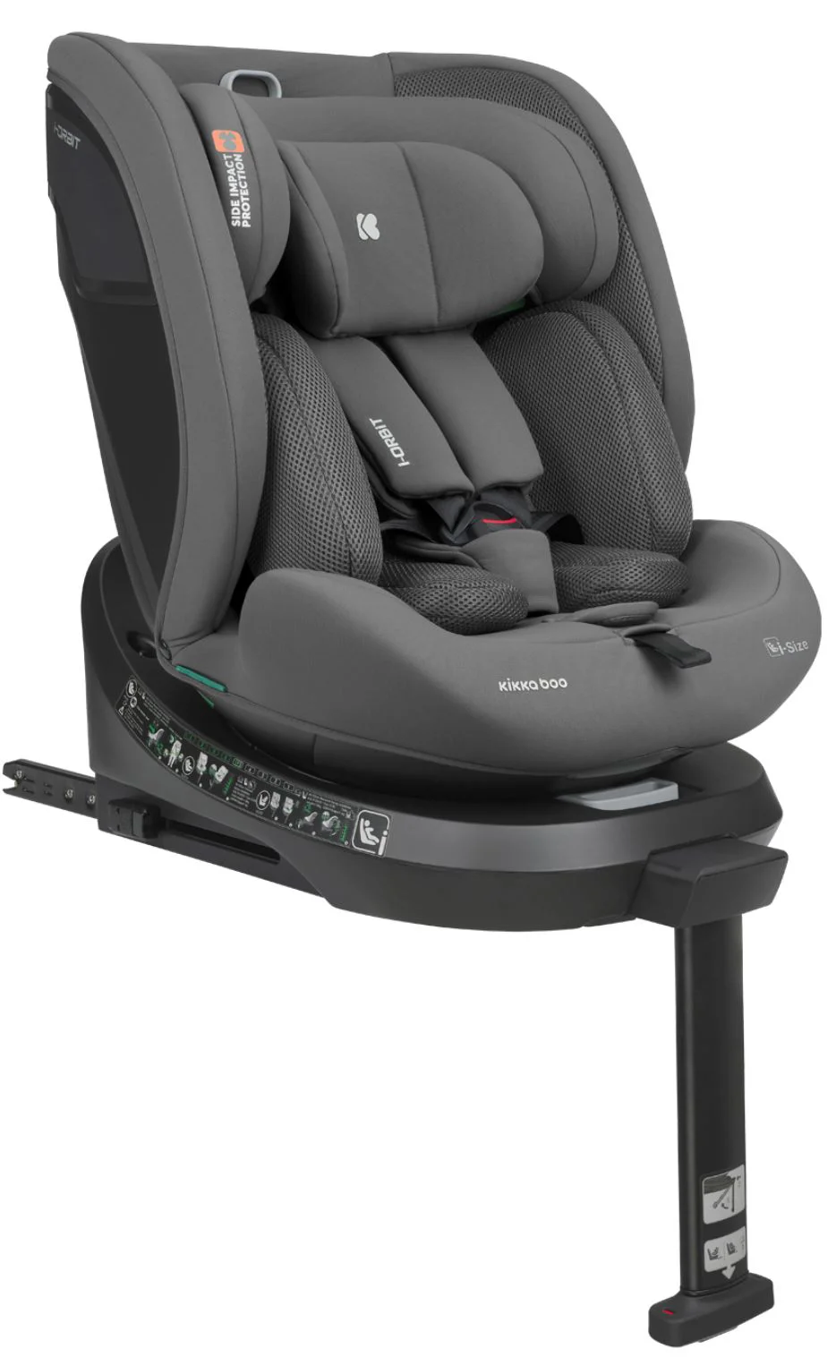 Scaun auto rotativ cu isofix KikkaBoo i-Orbit Dark Grey, 40-150 cm