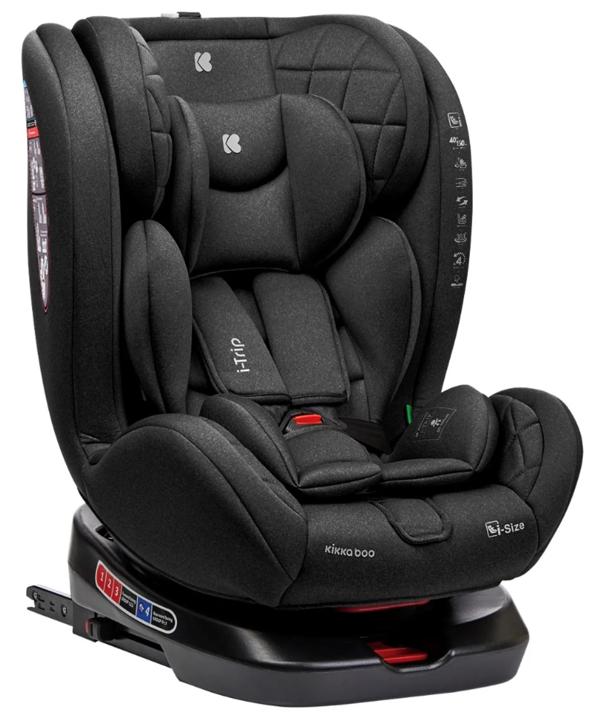 Scaun auto rotativ cu isofix KikkaBoo i-Trip Black, 40-150 cm