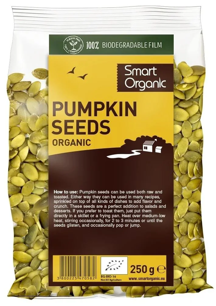 Seminte de dovleac bio Raw Smart Organic, 250 g