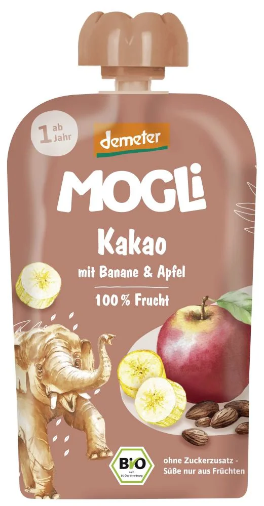 Piure MOGLi de mere, banane si cacao, 100 g foto