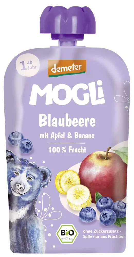 Piure MOGLi de afine, mere si banane, 100 g foto