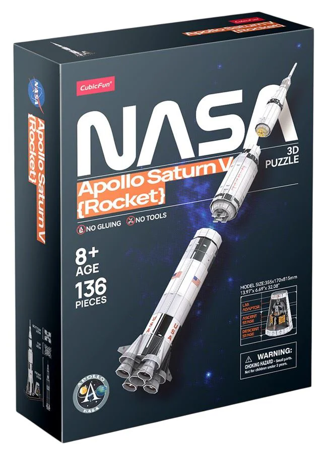 Puzzle 3D CubicFun Racheta Apollo Saturn V