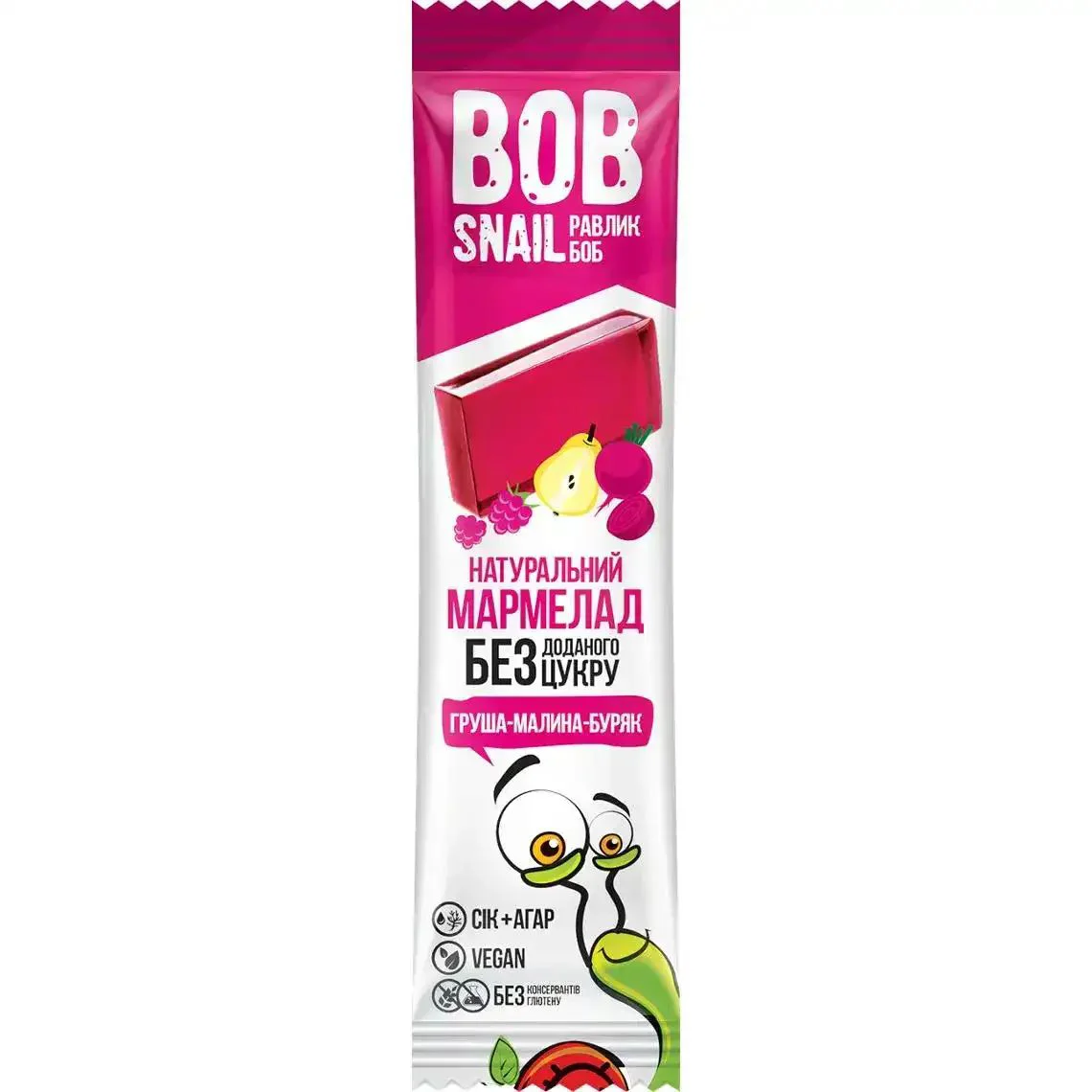 Marmelada Bob Snail de pere, zmeura si sfecla, 38 g