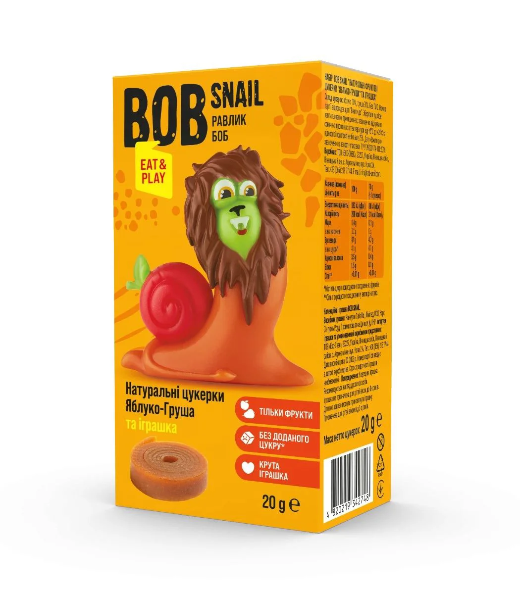 image for Набор мармеладa Улитка Боб (Bob Snail) яблоко-груша и игрушка, 20 г. foto