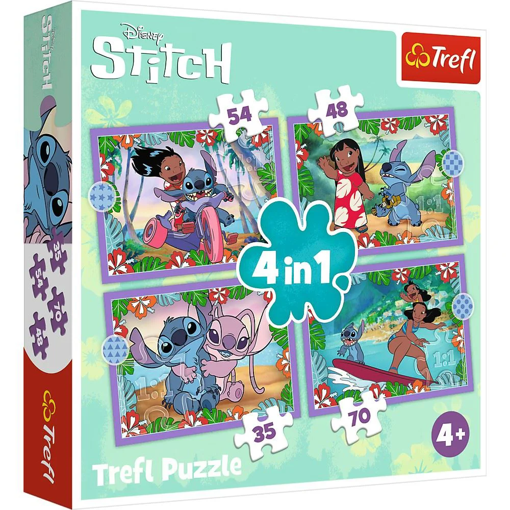 Puzzle 4 in 1 Trefl Lilo si Stitch, Ziua Fermecata foto