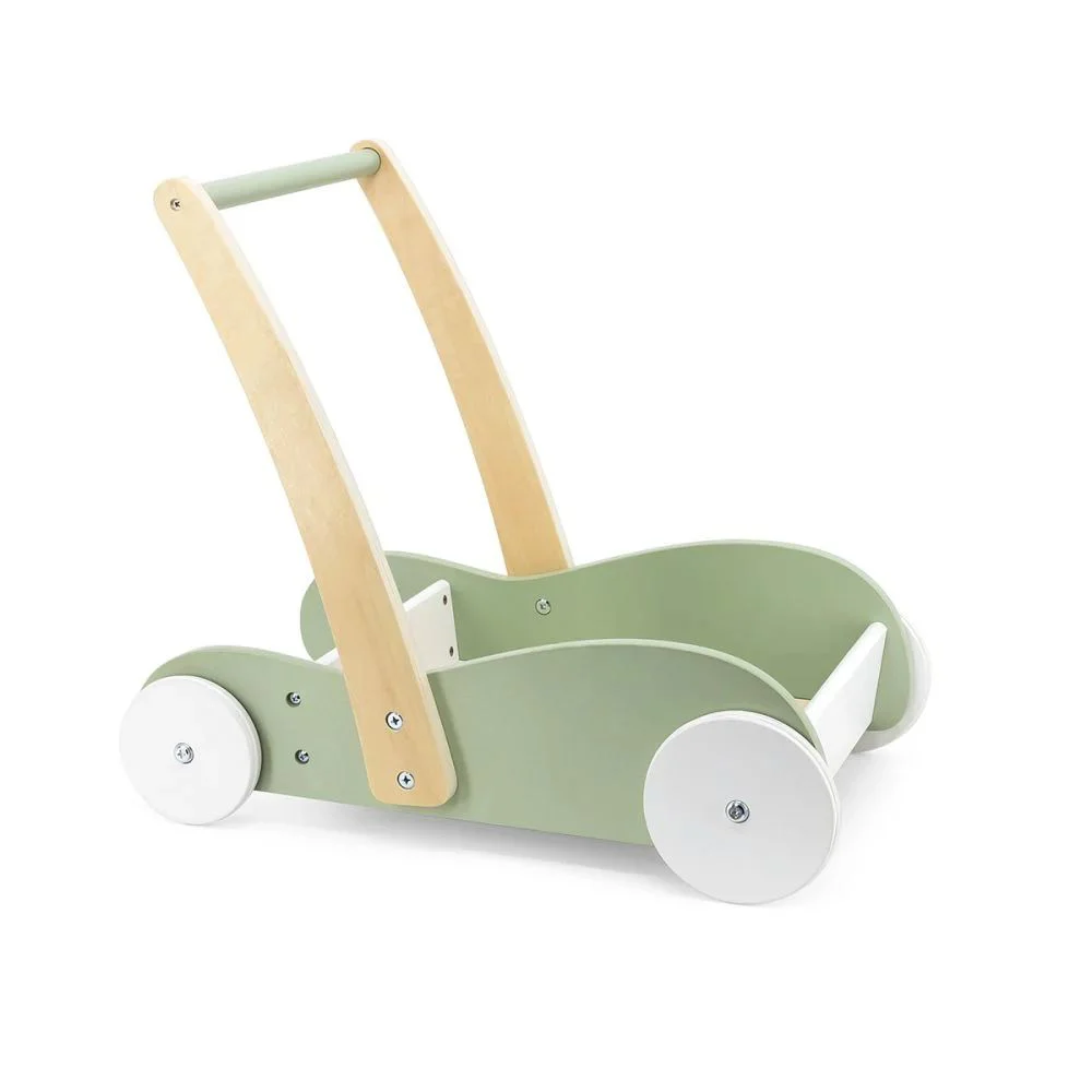 Premergator din lemn 2 in 1 Viga Toys si carucior pentru papusi, Verde