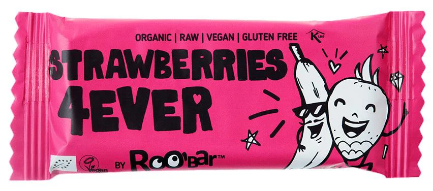 Био-протеиновый батончик с клубникой Strawberries 4ever Raw Roobar, 30 г