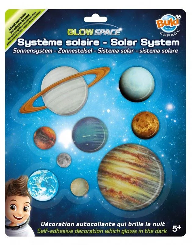 Set stickere decorative fosforescente Buki Sistemul solar, 9 buc. foto