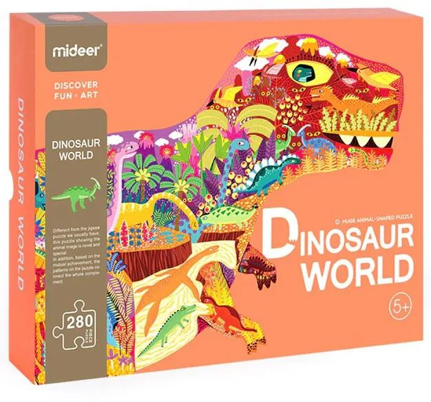 image for Puzzle in forma de dinozaur Mideer Lumea dinozaurilor, 280 el. foto