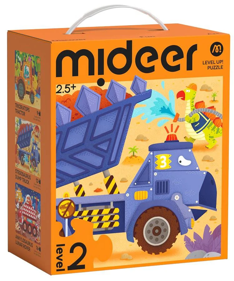 Пазл Mideer Level Up Динозавры и строительная техника, уровень 2 foto