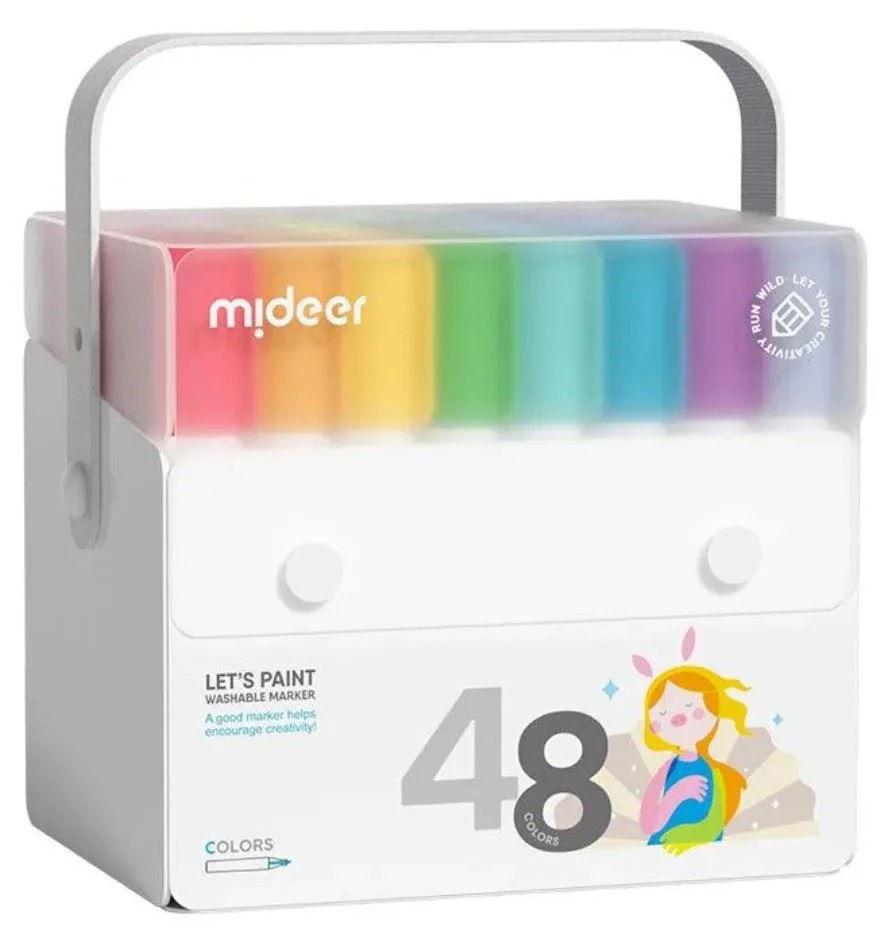 Set de markere lavabile Mideer, 48 culori