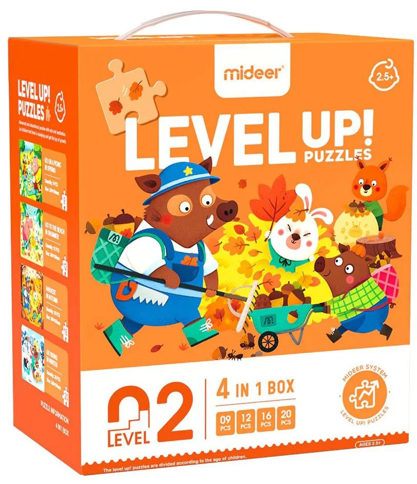 Puzzle 4 in 1 Mideer Anotimpurile padurii, nivelul 2 foto