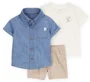 Carter's Set 3 piese Chambray - Camasa, tricou si pantaloni scurti foto