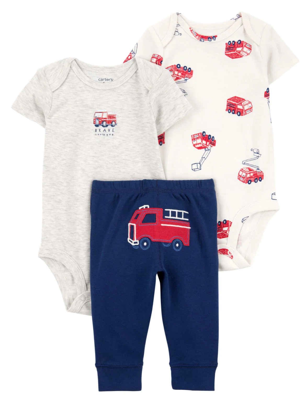 Carter's Set 3 piese Navy-Gray Firetruck - Pantaloni si 2 body foto