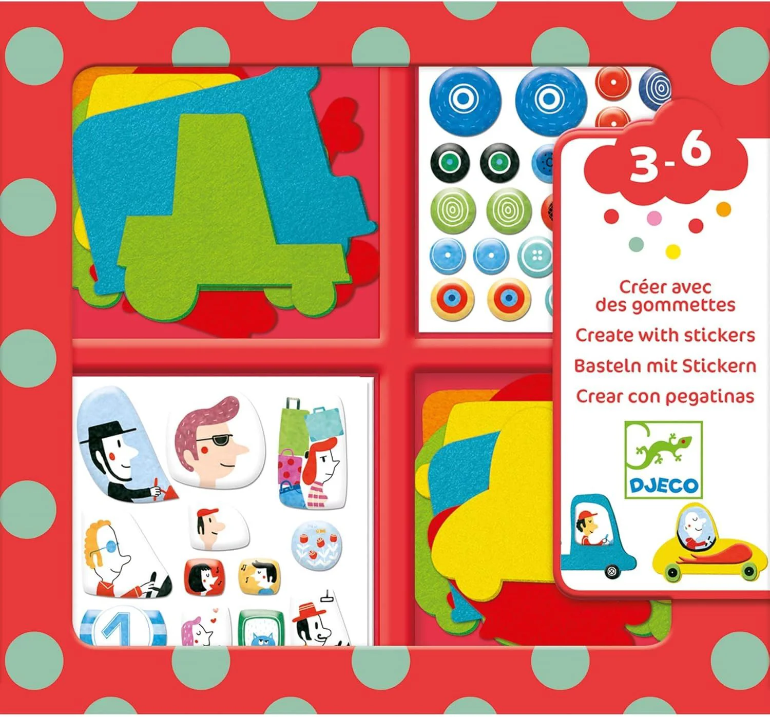 Set de creatie cu autocolante din fetru Djeco I Love Cars foto