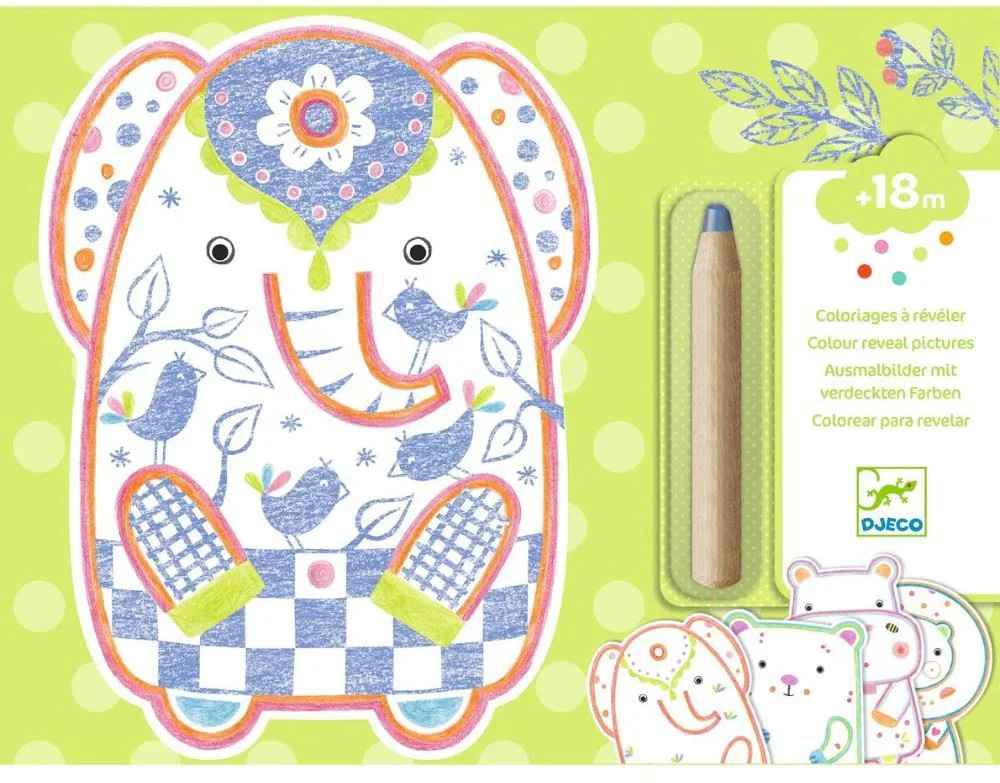 Set de colorat Djeco Colour Reveal Wild Animals foto