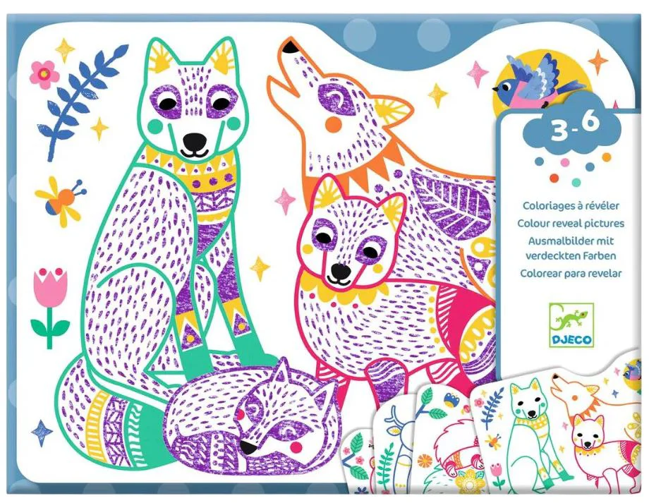 Set de colorat Djeco Colour Reveal Forest Families foto
