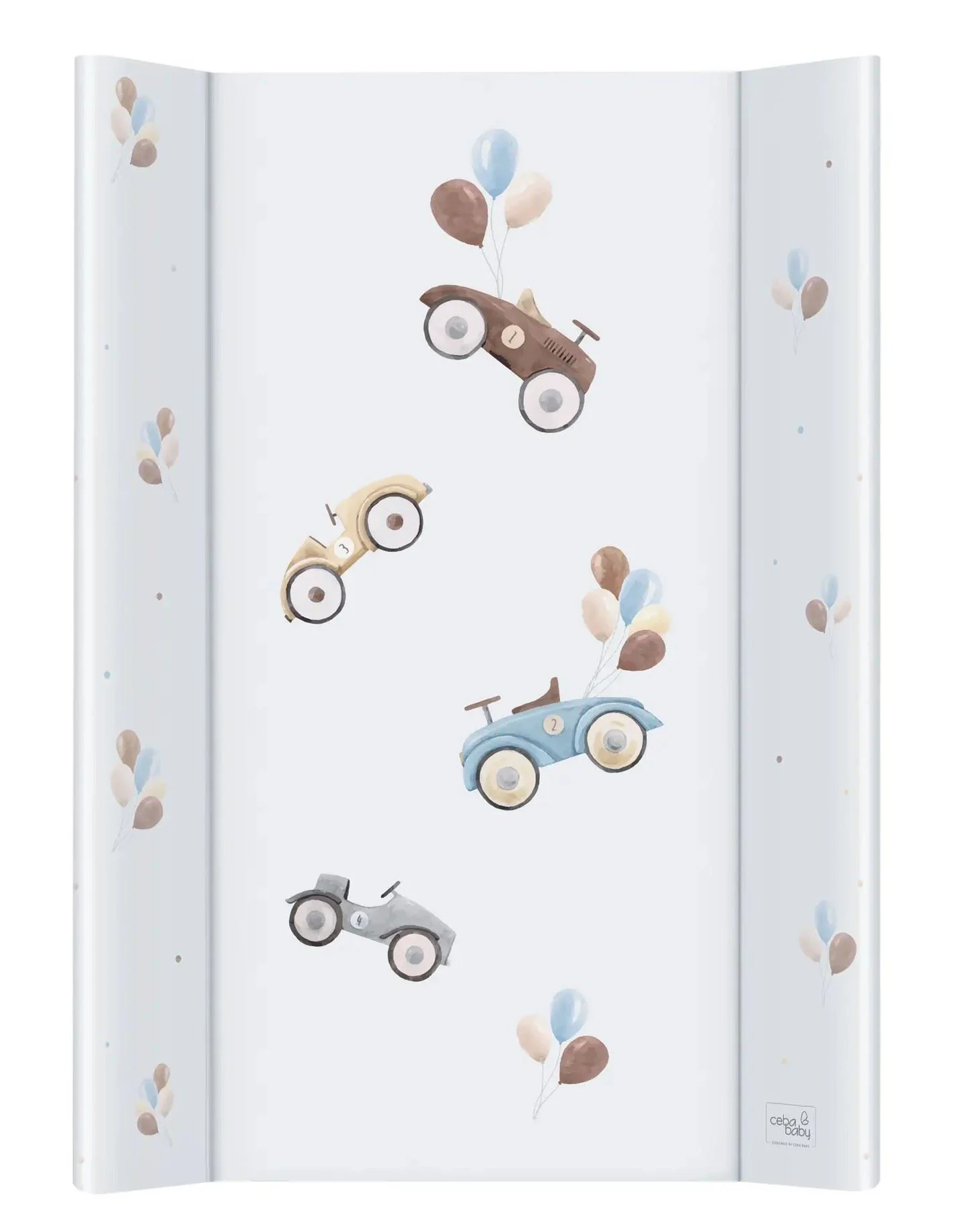 Твёрдый двухсторонний пеленальный коврик Ceba Baby Comfort Retro Cars, 70x50 см