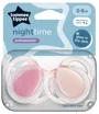 Suzete ortodontice din silicon de noapte Tommee Tippee Roz (0-6 luni), 2 buc. foto