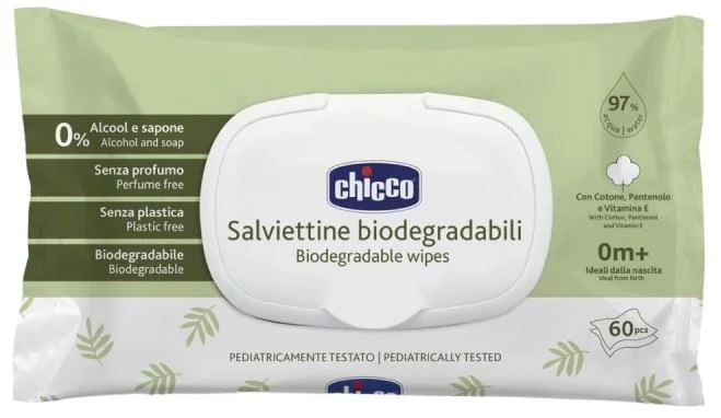 image for Биоразлагаемые влажные салфетки Chicco, 60 шт. foto