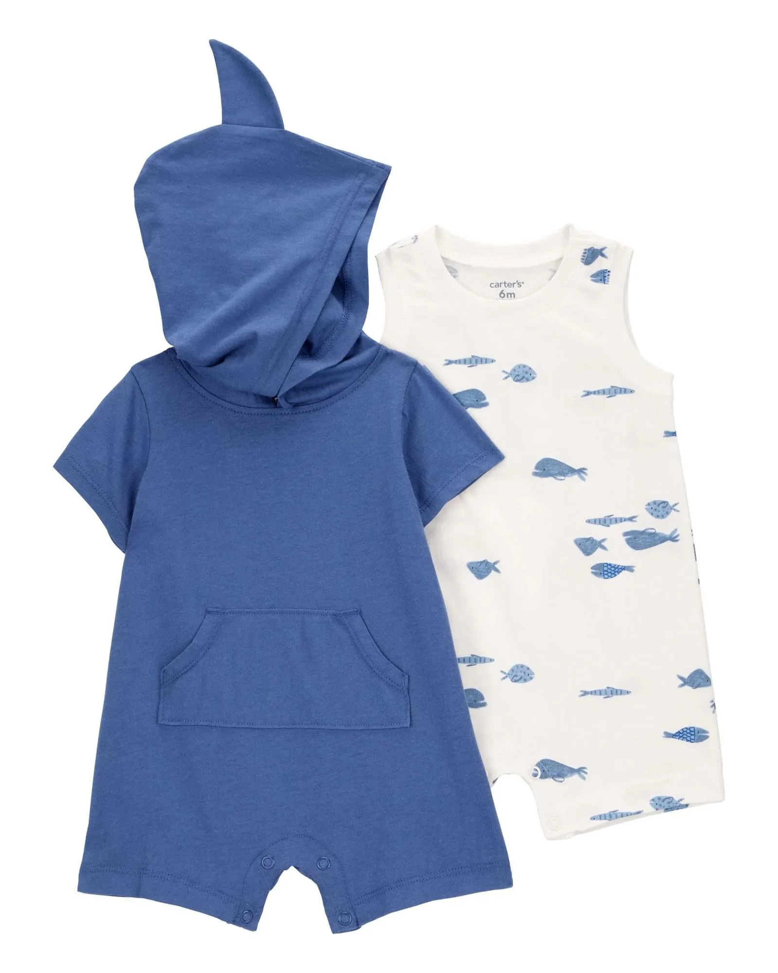 image for Carter's Комплект 2 в 1 комбинезоны Blue Hood-Ivory Shark foto