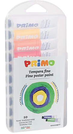 Set vopsele tempera in tuburi Primo cu pensula, 10 culori foto