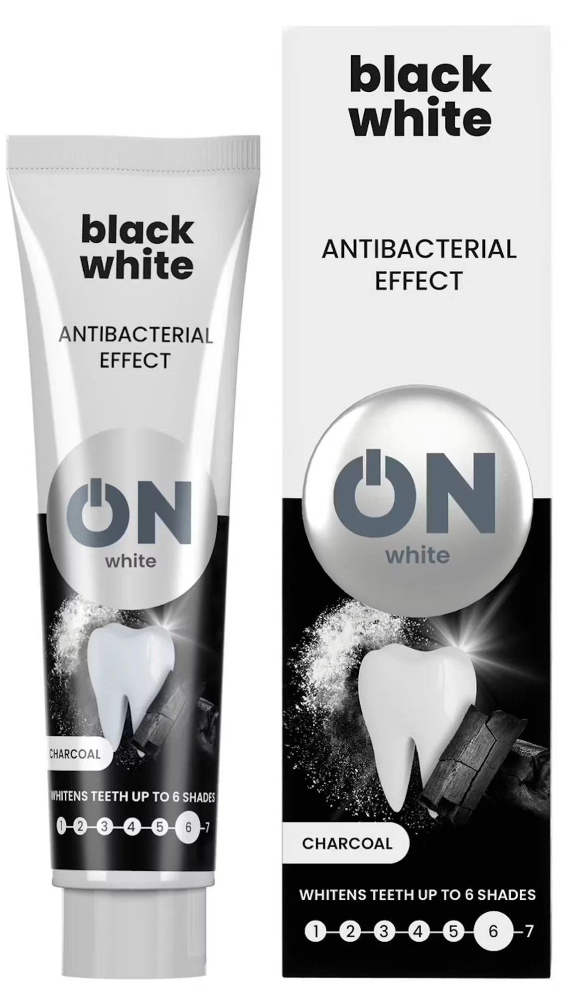 image for Pasta de dinti Tolpa ON Black White Antibacterial Effect, 75 ml foto