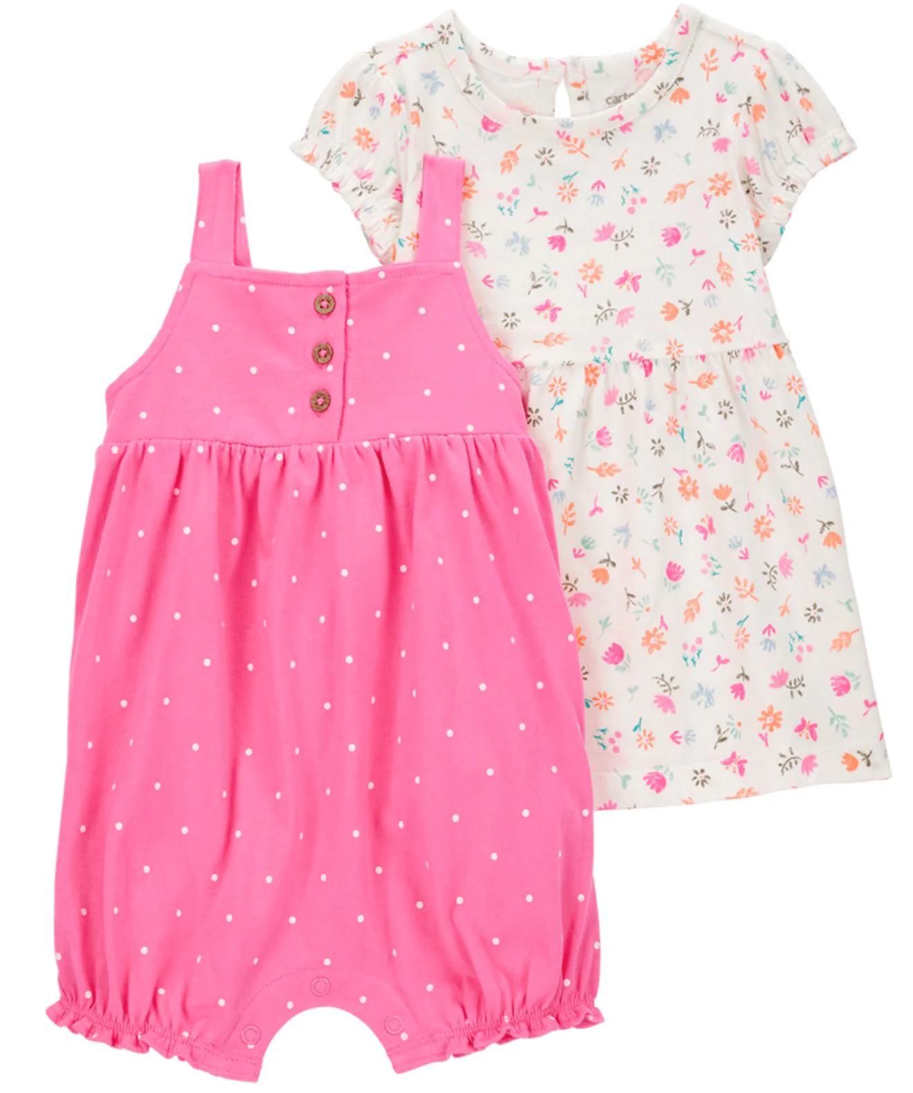 Carter's Set 2 piese Salopeta si rochita Solid Pink-Ditsy Floral foto