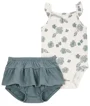 Carter's Set 2 piese Ivory Green Floral - body si chilotel foto