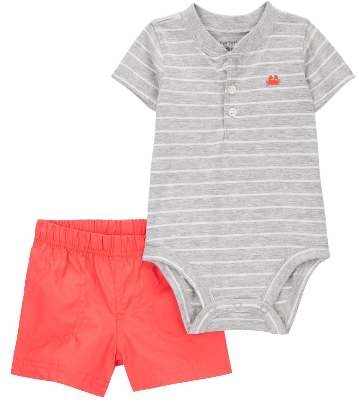 Carter's Set 2 piese Body si pantaloni scurti Gray Stripe Orange foto