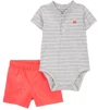 Carter's Set 2 piese Body si pantaloni scurti Gray Stripe Orange foto