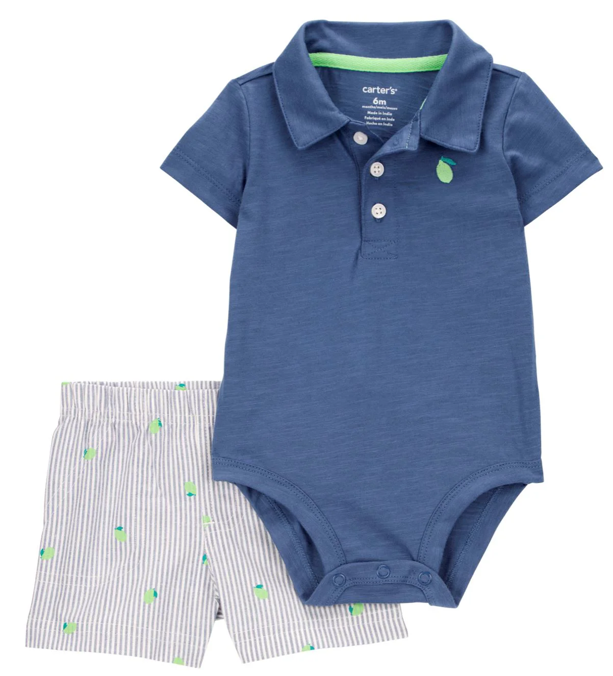 Carter's Set 2 piese Body si pantaloni scurti Blue Polo Mini Lime foto