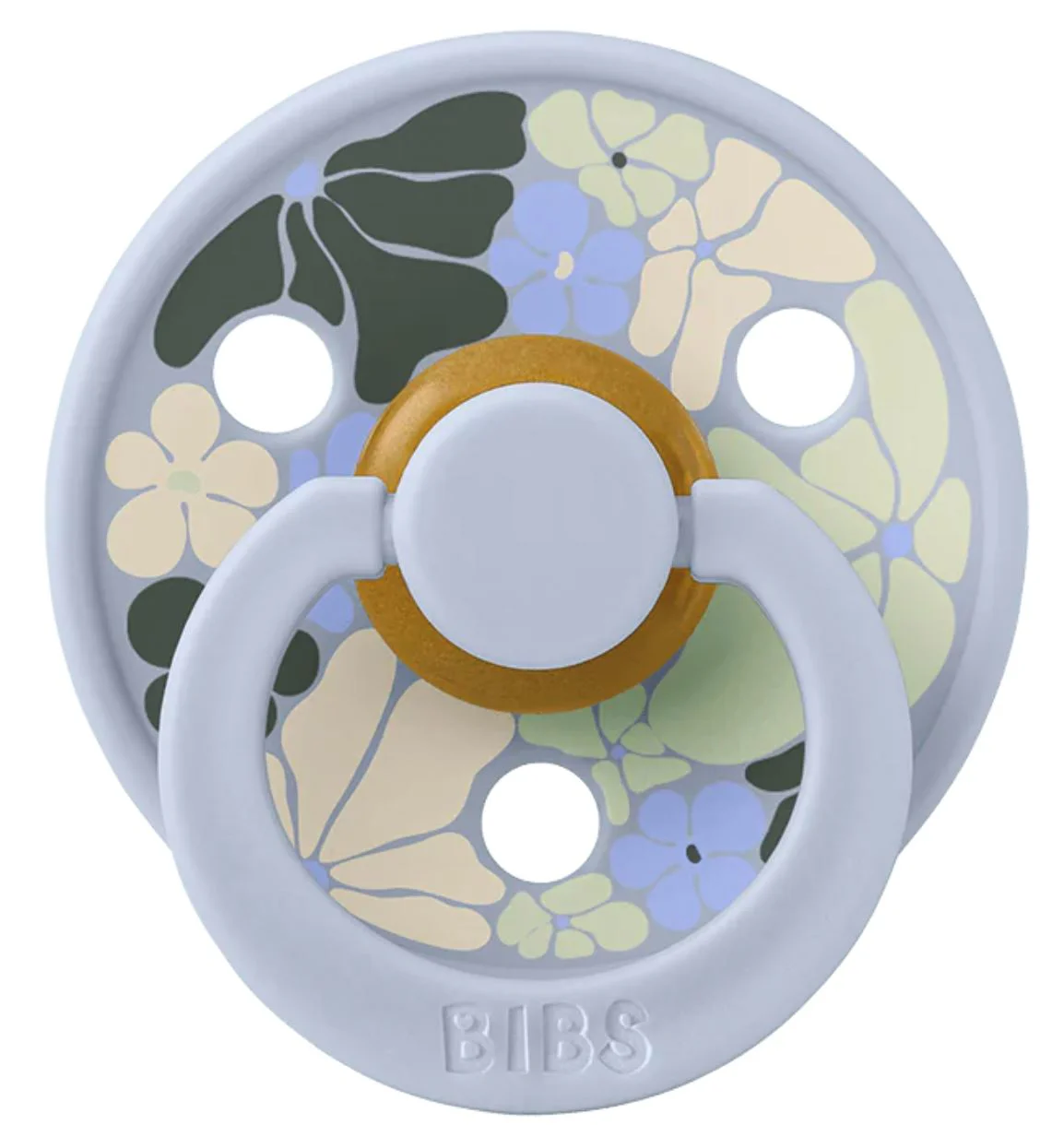 Suzeta rotunda din latex BIBS Studio Colour Flower Child - Dusty Blue (0-6 luni) foto