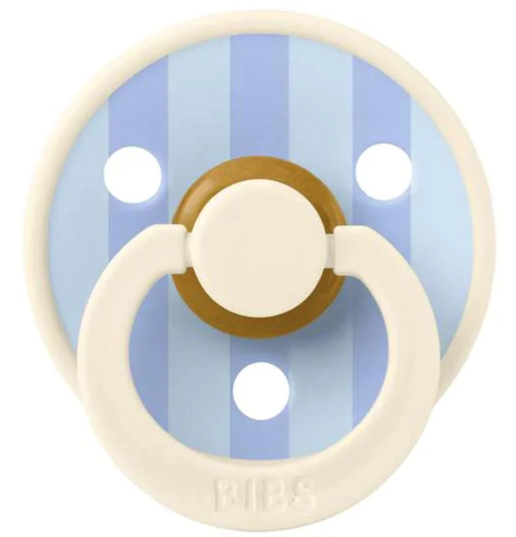 Suzeta rotunda din latex BIBS Studio Colour Block - Ivory/Dusty Blue (0-6 luni) foto