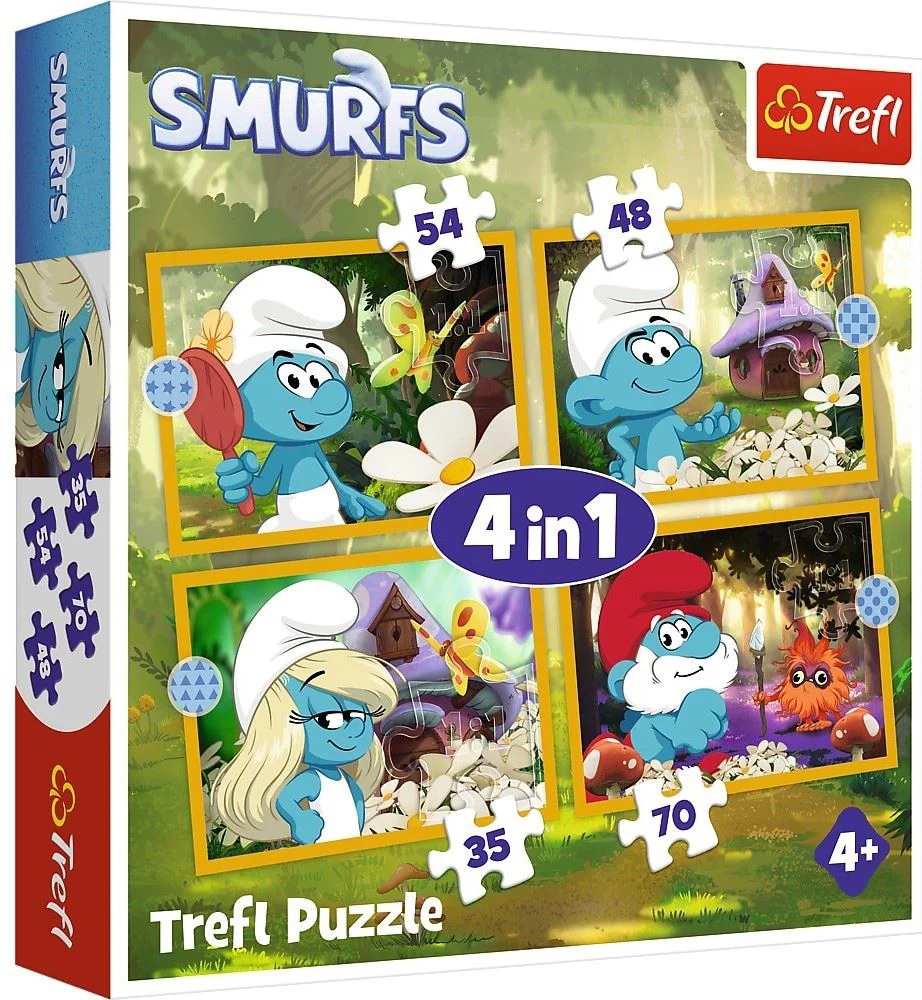 Puzzle Trefl 4 in 1 Life in the Smurf Village foto