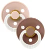 Set 2 suzete rotunde din latex fosforescente BIBS Colour Glow Blush/Woodchuck (0-6 luni) foto