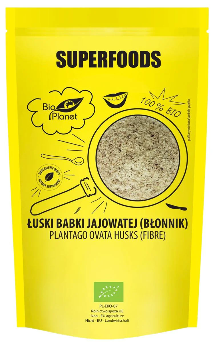 Порошок из шелухи подорожника (псиллиум) BIO BioPlanet Superfoods, 100 г foto
