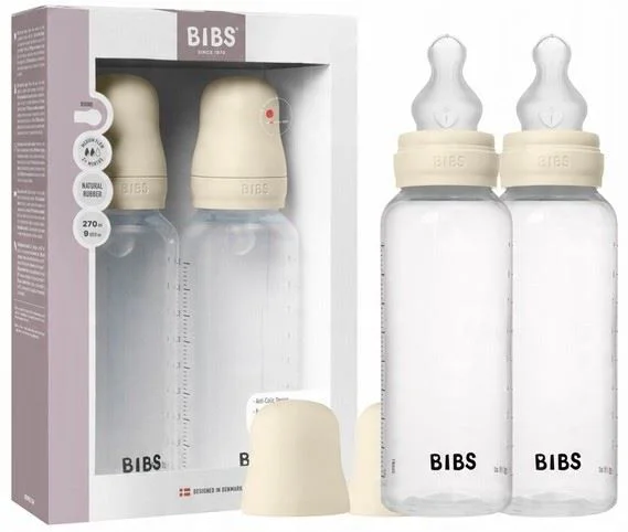 Набор из 2-х пластиковых бутылочек антиколиковых BIBS Ivory с силиконовой соской 3+ мес, 2x270 мл foto
