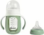 Biberon de invatare 2 in 1 din sticla Beaba Sage Green, 210 ml foto