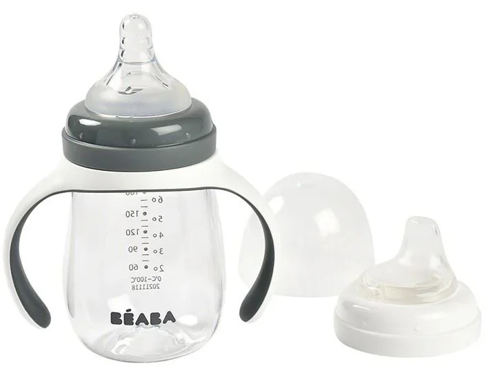 image for Biberon de invatare 2 in 1 din tritan Beaba Mineral Grey, 210 ml foto