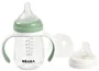 Biberon de invatare 2 in 1 din tritan Beaba Sage Green, 210 ml foto