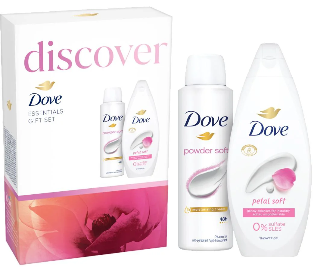 Set cadou Dove Gel de dus Petal Soft+Deodorant Spray Powder Soft foto