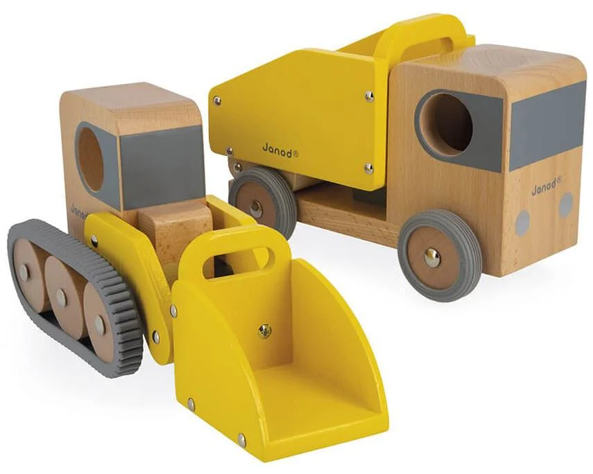 image for Set camioane de constructie din lemn Janod Camion si Basculanta foto