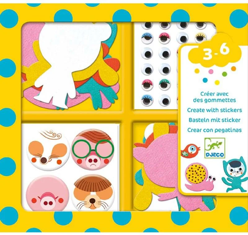 Set de creatie cu autocolante din fetru Djeco I love animals foto