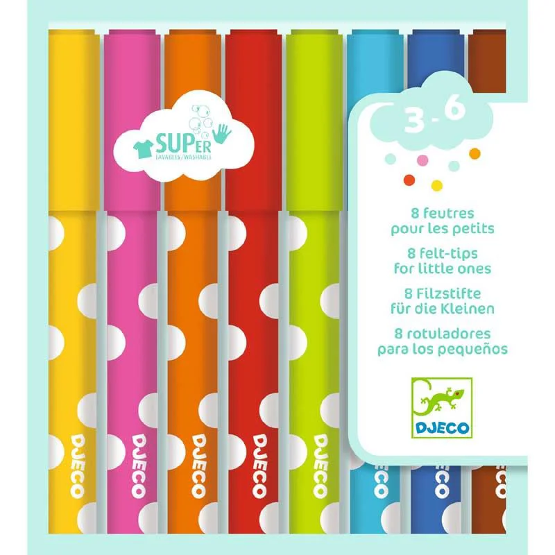 Set carioci lavabile Djeco For Little Ones, 8 culori foto