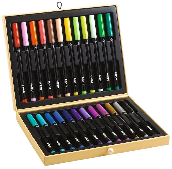 image for Set carioci cu varf tip pensula Djeco First Brush Pens Box, 24 culori foto